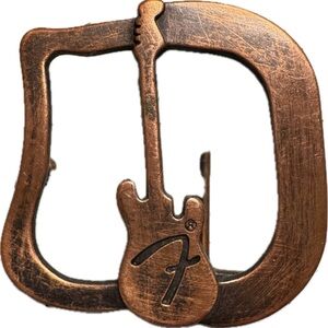 Fender Guitar figural copper tone metal vintage belt buckle